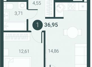 Продается 1-комнатная квартира, 37 м2, Тюмень, улица Первооткрывателей, 9