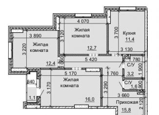 Трехкомнатная квартира на продажу, 74.2 м2, Новосибирск, метро Заельцовская, улица Столетова