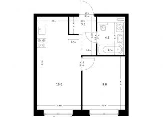 Продажа 1-комнатной квартиры, 34.3 м2, Благовещенск, жилой комплекс Зея Парк, 1