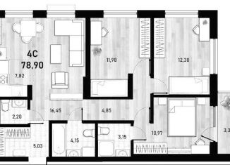 Продажа 4-комнатной квартиры, 78.9 м2, Новосибирск, Пермская улица, 12к2