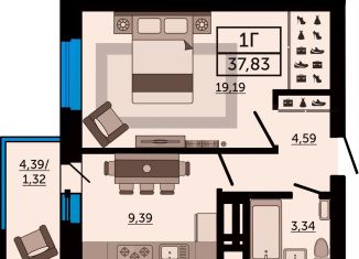 Продам 1-комнатную квартиру, 37.8 м2, Ростов-на-Дону