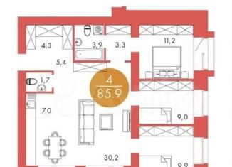 Продажа 4-комнатной квартиры, 85.9 м2, Красноярский край