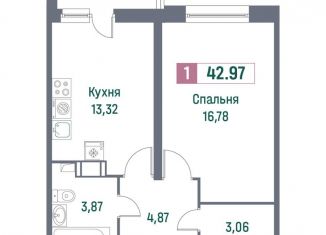 Продаю 1-ком. квартиру, 43 м2, Ленинградская область