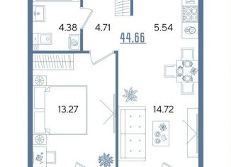 Продаю 1-ком. квартиру, 44.7 м2, Казань, Авиастроительный район