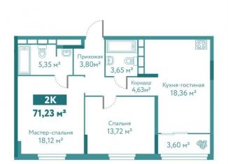 Двухкомнатная квартира на продажу, 71.2 м2, Тюмень, улица Павла Никольского, 4