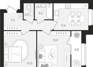 2-ком. квартира на продажу, 60.7 м2, посёлок Мичуринский, Выставочная улица