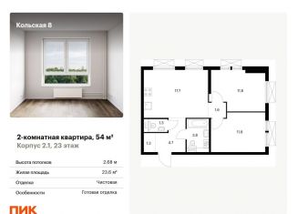 Продажа 2-комнатной квартиры, 54 м2, Москва, жилой комплекс Кольская 8, 2.1