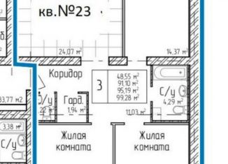 Продается трехкомнатная квартира, 91.1 м2, Самара, метро Юнгородок, 1-й квартал, 76