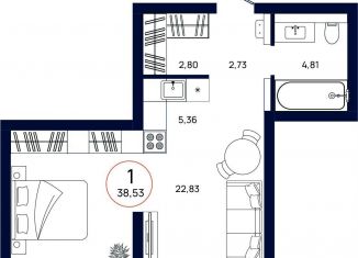 1-комнатная квартира на продажу, 38.5 м2, Тюмень