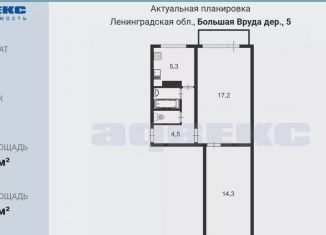 Двухкомнатная квартира на продажу, 44.3 м2, деревня Большая Вруда, деревня Большая Вруда, 5