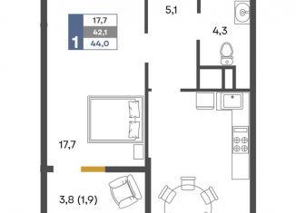 Продажа 1-ком. квартиры, 44 м2, Крым