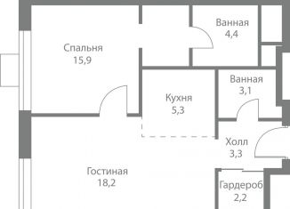 Продам двухкомнатную квартиру, 52.4 м2, Москва, станция Немчиновка