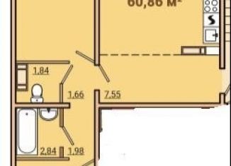 Продаю 2-комнатную квартиру, 60 м2, посёлок Красное Поле, улица Героя Советского Союза Шкенёва, 4Б