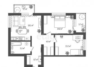 Продается 2-ком. квартира, 71.5 м2, Тюмень