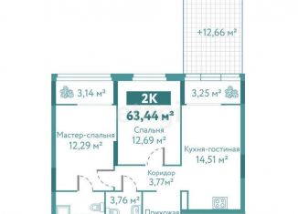 2-ком. квартира на продажу, 63.4 м2, Тюмень, улица Павла Никольского, 10к1блок1