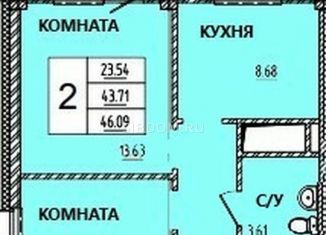 2-ком. квартира на продажу, 46 м2, Красноярск