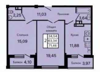 Продаю 2-ком. квартиру, 71.5 м2, Геленджик, улица Маршала Жукова, 2к1