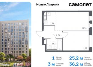 Продается однокомнатная квартира, 36.2 м2, Ленинградская область, жилой комплекс Новые Лаврики, 1.1