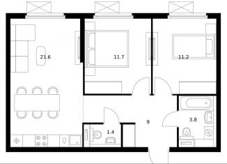 Продам 2-ком. квартиру, 58.7 м2, Московская область