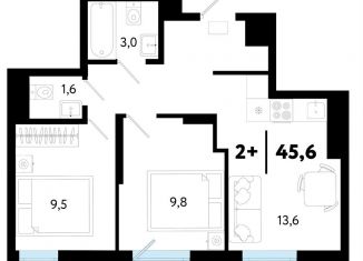 Продаю двухкомнатную квартиру, 45.6 м2, Тюмень