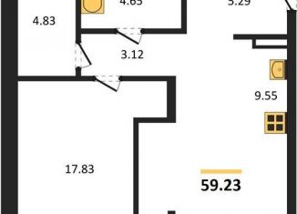 1-ком. квартира на продажу, 59.2 м2, Новосибирская область, Кедровая улица, с45к1