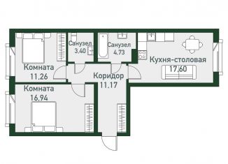 Продам 2-ком. квартиру, 80.6 м2, посёлок Западный, Спортивная улица, 12