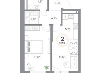 Продается 2-ком. квартира, 51.7 м2, Красноярск, Октябрьский район