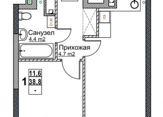 1-комнатная квартира на продажу, 38.8 м2, Нижний Новгород, Канавинский район