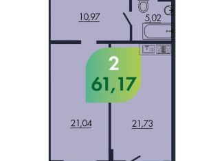 Продажа двухкомнатной квартиры, 61.2 м2, Красноярск, Советский район