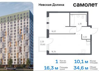 Продаю 1-ком. квартиру, 34.6 м2, Ленинградская область, Невская Долина, к1.2