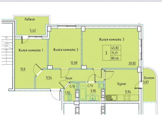 3-комнатная квартира на продажу, 80.5 м2, Краснодарский край, улица Пушкина, 115