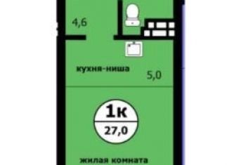 Продается 1-ком. квартира, 27 м2, Красноярск, Вишнёвая улица