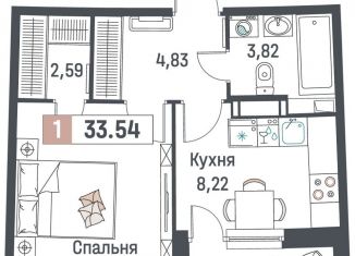 Продам однокомнатную квартиру, 33.5 м2, Мурино