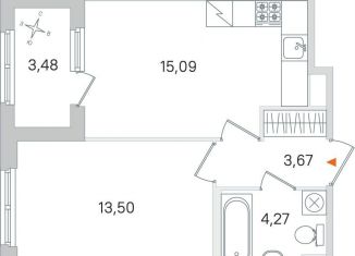 1-ком. квартира на продажу, 38.3 м2, Пушкин