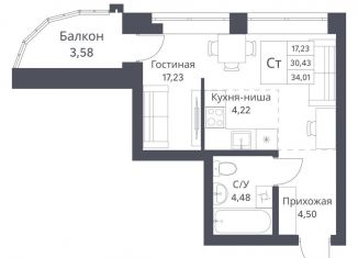 Продам квартиру студию, 30.4 м2, Новосибирск