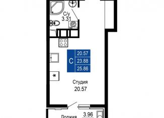 Квартира на продажу студия, 25.9 м2, Крым