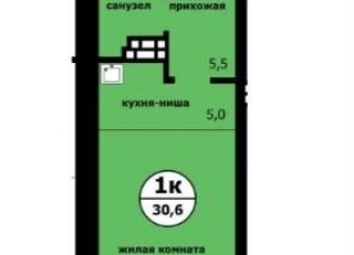 Продажа квартиры студии, 30.6 м2, Красноярский край, Вишнёвая улица