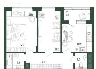 Продается 2-ком. квартира, 55.6 м2, Воронеж, Железнодорожный район