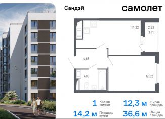 Продаю однокомнатную квартиру, 36.6 м2, Санкт-Петербург, метро Проспект Ветеранов, жилой комплекс Сандэй, 7.2