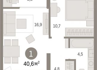 Продажа 1-ком. квартиры, 40.6 м2, Тюмень