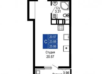 Продается квартира студия, 25.9 м2, Крым