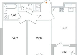 Продаю 2-комнатную квартиру, 57.2 м2, Пушкин