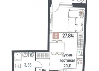 Продаю квартиру студию, 27.8 м2, Мурино, проспект Авиаторов Балтики, 29к2