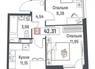 Продажа 2-ком. квартиры, 42.3 м2, Ленинградская область