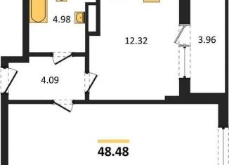 Продам однокомнатную квартиру, 48.5 м2, Воронежская область, улица Ворошилова, 1