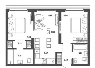 Продаю 3-комнатную квартиру, 53.2 м2, Новосибирск