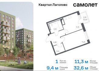 Продажа 1-ком. квартиры, 32.6 м2, Ленинградская область, жилой комплекс Квартал Лаголово, 2