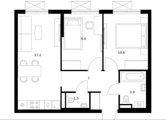 Продаю 2-ком. квартиру, 49.6 м2, Москва, ЮВАО