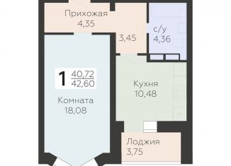 Продаю 1-комнатную квартиру, 42.6 м2, Орловская область, улица Панчука, 83