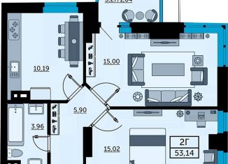 Продам двухкомнатную квартиру, 53.1 м2, Ростов-на-Дону, улица Ларина, 45с8